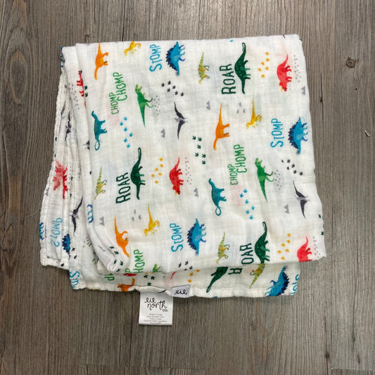 Dino Print Lil North Muslin baby Blanket, Pre-owned