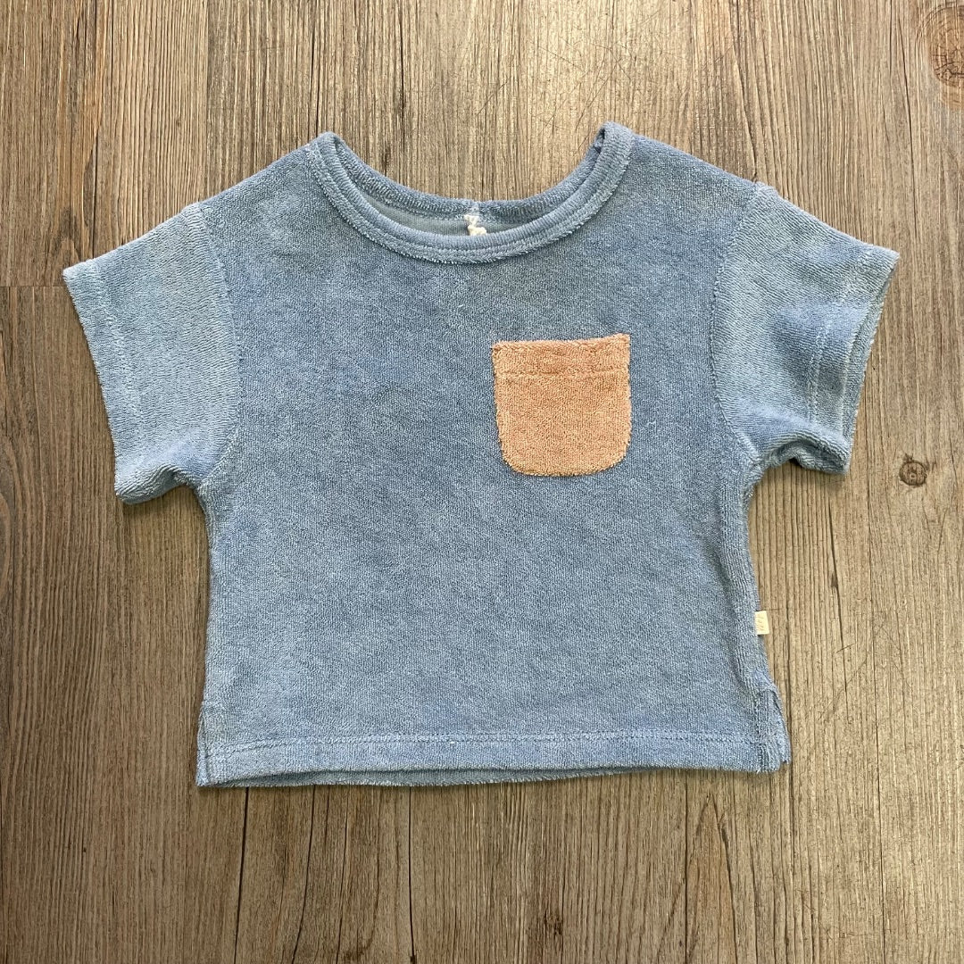 Dusty Blue Wilson & Frenchy Organic Terry Tee, 0-3M
