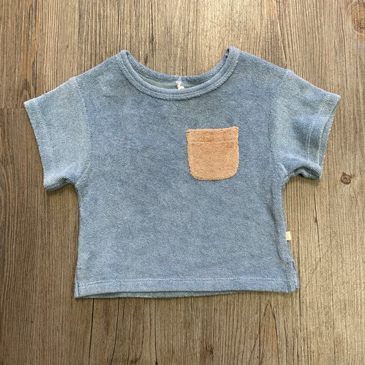 Dusty Blue Wilson & Frenchy Organic Terry Tee, 0-3M