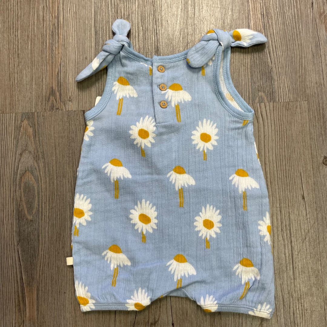Daisy Floral Wilson & Frenchy Organic Crinkle Tie Playsuit, 0-3M