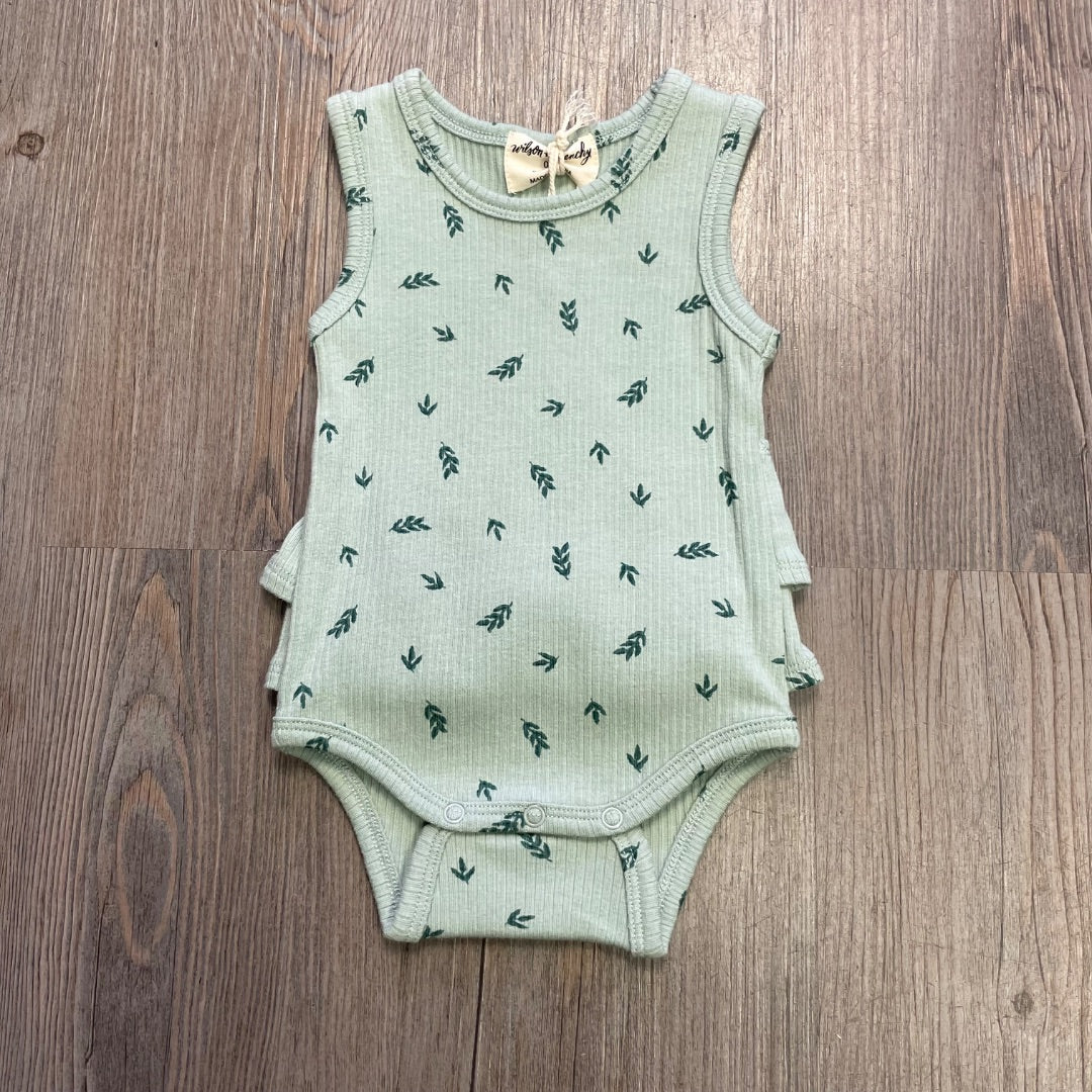 Falling Leaf Wilson & Frenchy Organic Rib Ruffle Bodysuit, 0-3M