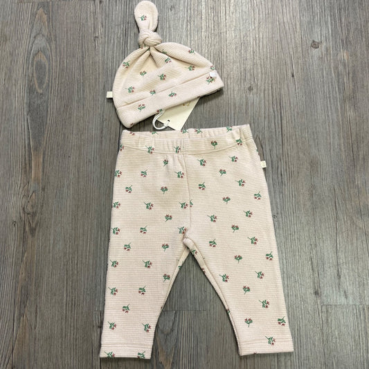 Emily Floral Wilson & Frenchy Organic Waffle Legging+Waffle Knot Hat, 0-3M