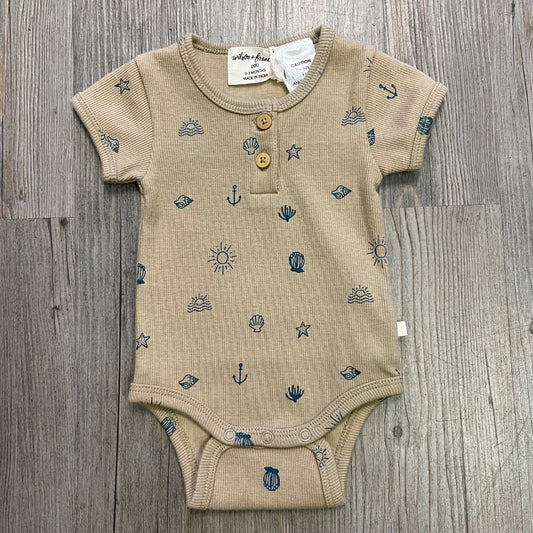 Summer Days Wilson & Frenchy Organic Henley Bodysuit, 0-3M
