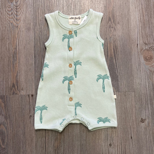 Palm Tree Wilson & Frenchy Organic Rib Growsuit, 0-3M