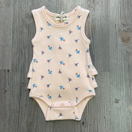 Little Flower Wilson & Frenchy Organic Rib Ruffle Bodysuit, 0-3M