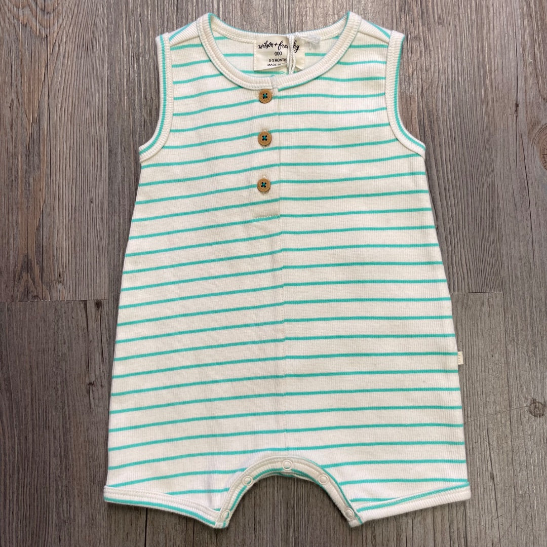Green Wilson & Frenchy Organic Henley Growsuit, 0-3M