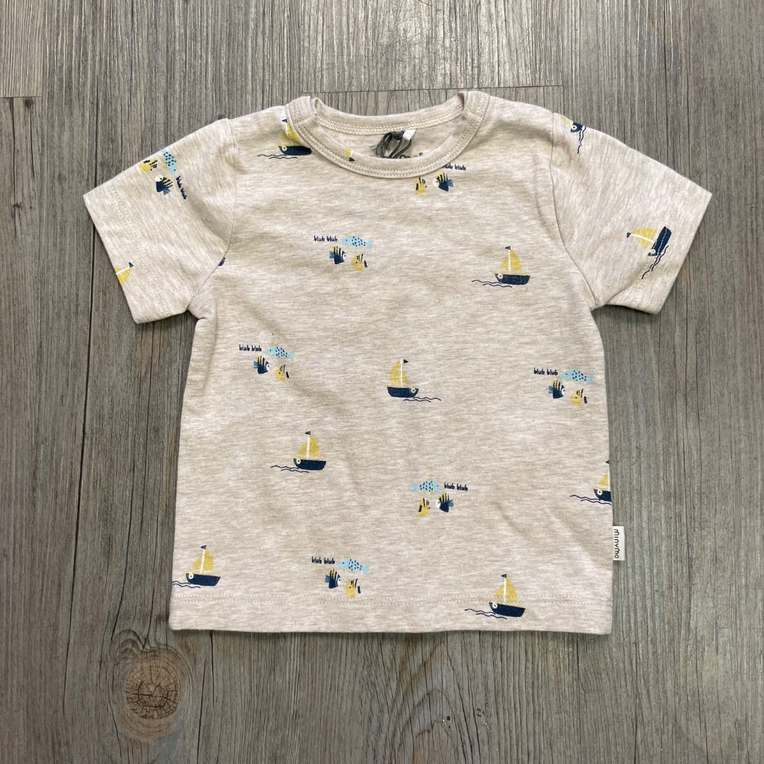 Boat ,Fish Print Minymo T- Shirt, 3M