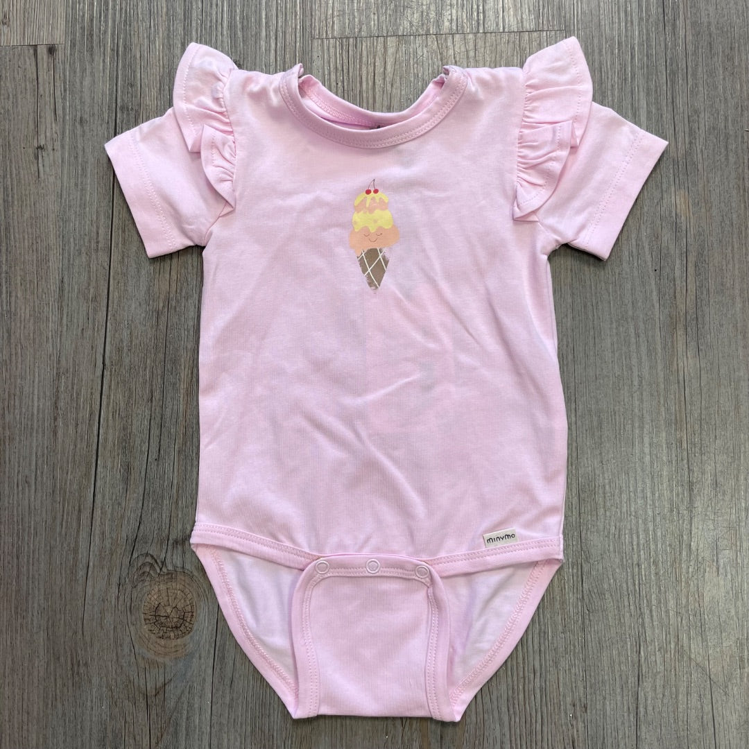 Pink Ice cream Print Minymo Bodysuit, 3M