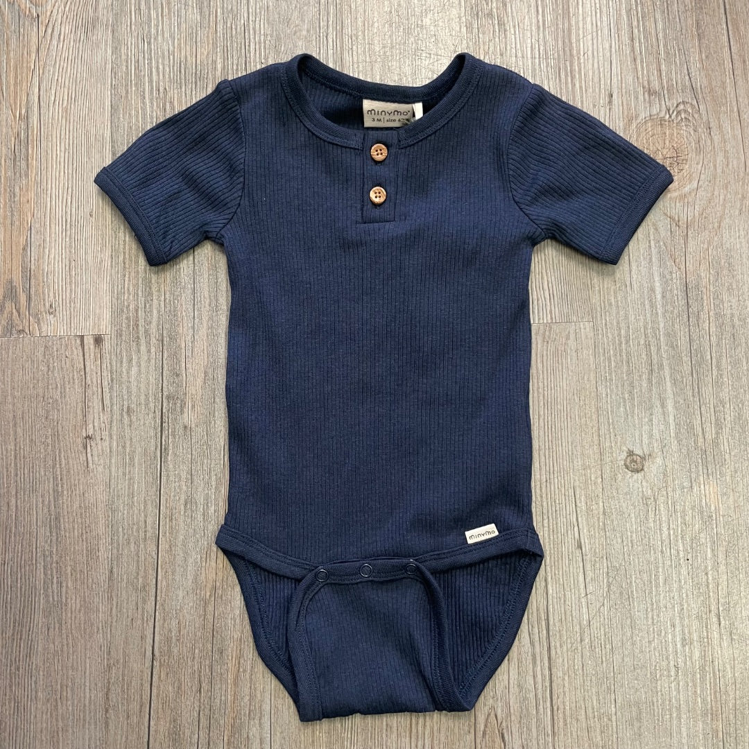 Navy Minymo Rib Bodysuit, 3M