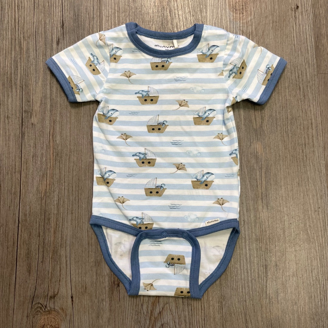 Sea Animals Print Minymo Bodysuit, 3M