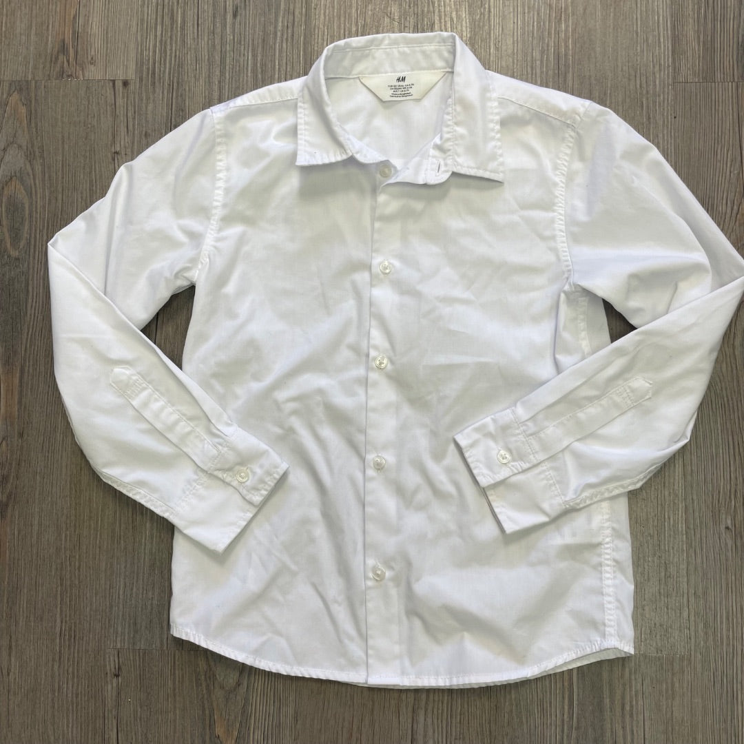White H&M LS Shirt, 6-7Y