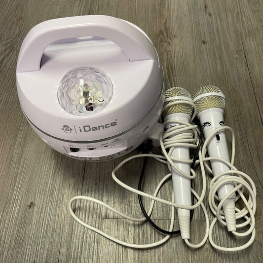 White I dance Party Ball With 2 microphone, Pre-owned