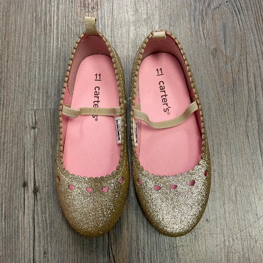 Glitter Rosegold Carters Flat Shoes, 11Y