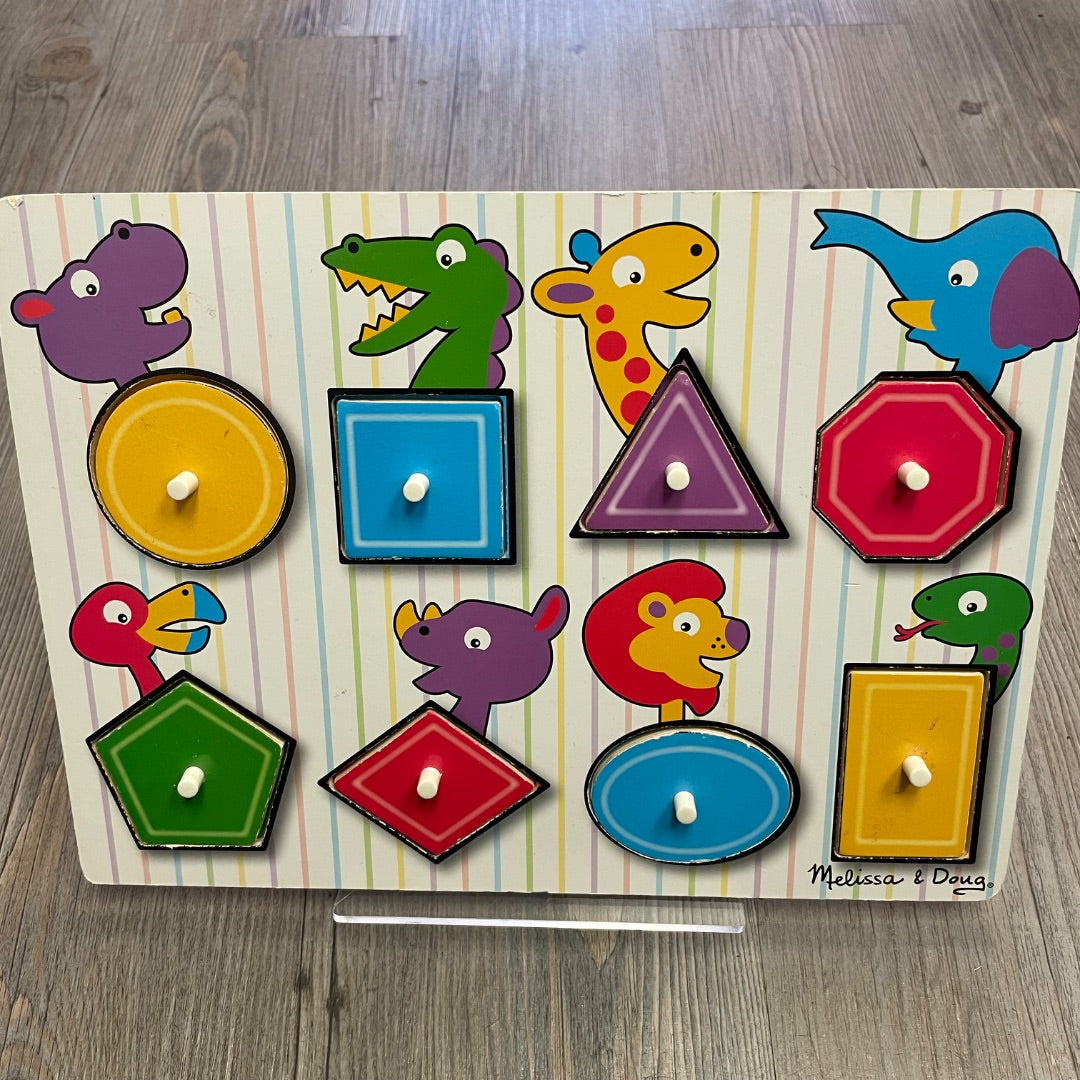 Multi Colour M&D Wooden Peg Shape Puzzle, Pre-owned