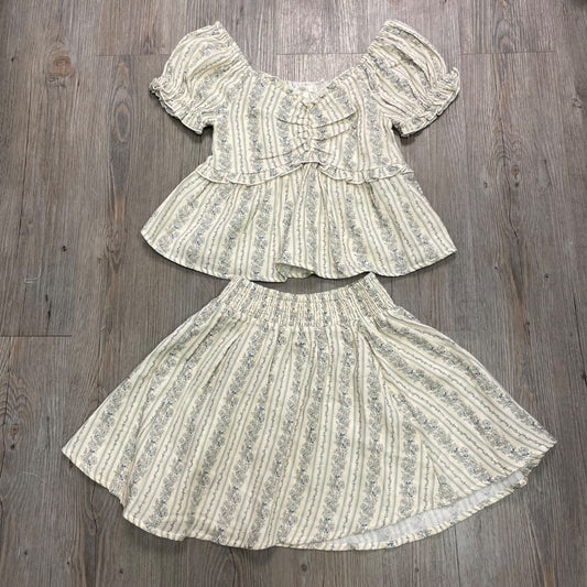 Blue Floral Rylee + Cru Jubilee Top+Smocked V Mini Skirt, 12Y