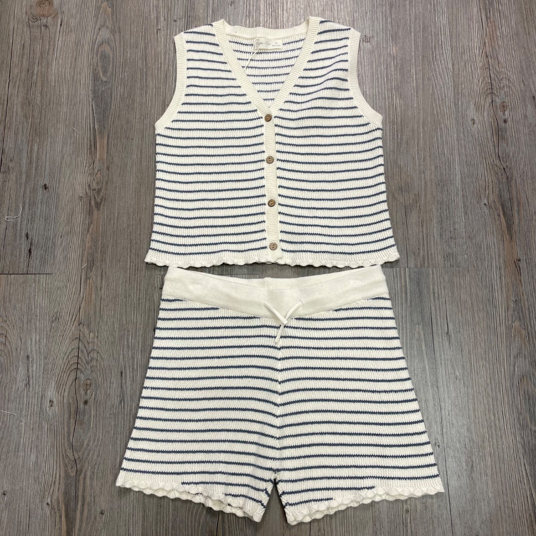 Marine Stripe Rylee + Cru Knit Vest Set, 12Y