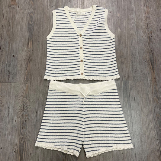 Marine Stripe Rylee + Cru Knit Vest Set, 12Y
