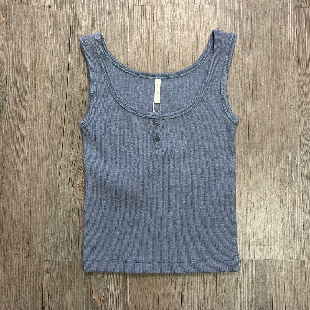Heathered Marine Rylee + Cru Ribbed Tank, 12Y