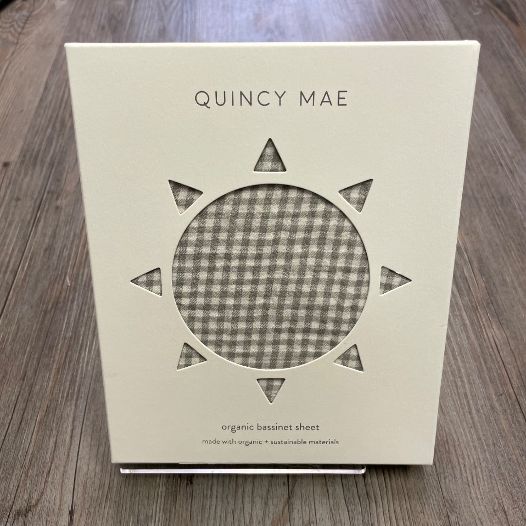 Sage Gingham Quincy Mae Organic Bassinet Crib Sheet, One SIze