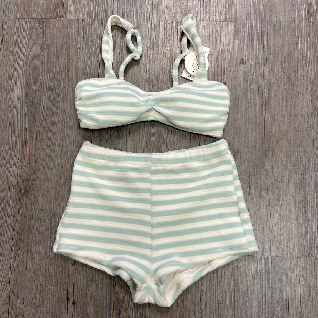 Seafoam Stripe Rylee + Cru Alaya bikini Set, 12Y