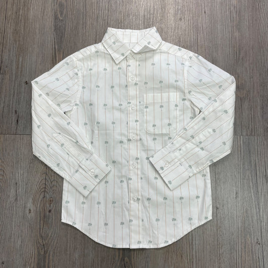 Palm Stripe Appaman Button Down Shirt, 6Y