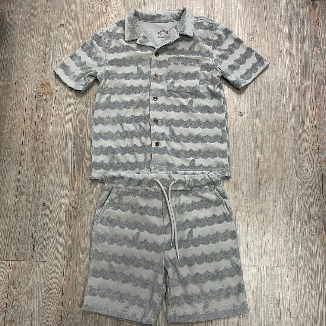 Grey Appaman Terry Resort Shirt Set, 6Y