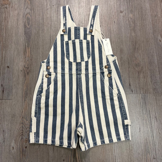 Navy Stripe Rylee+ Cru Denim Shortall Overall, 4-5Y