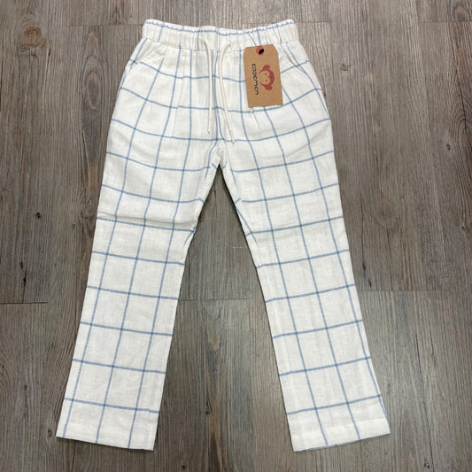White Appaman Linen Windowpane Resort Pants, 6Y