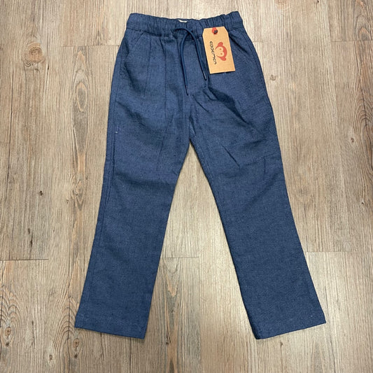 Navy Appaman Linen Herringbone Resort Pants, 6Y