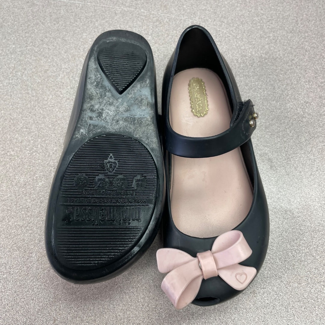 Black Pink Bow Mini Melissa Mary Jane Shoes, 10T