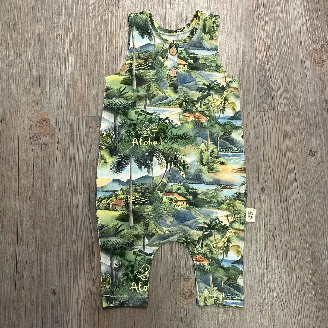 Aloha Evergreen Little Yogi Sleeveless Romper, 12-18M