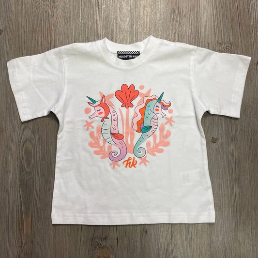 White Headster Seahorse Dreams T-Shirt, 4Y