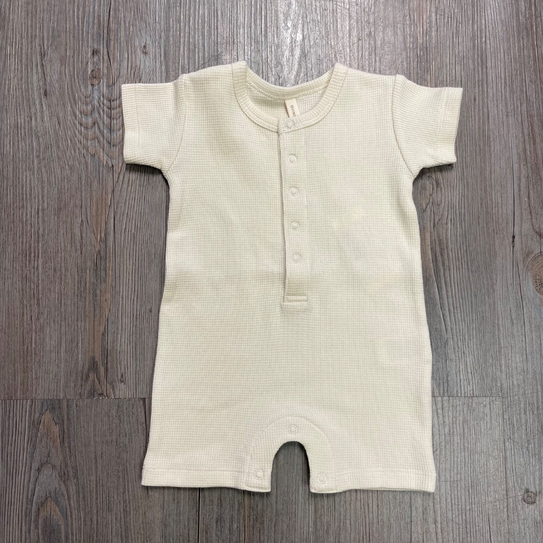 Natural Quincy Mae Waffle Snap Romper, 3-6M
