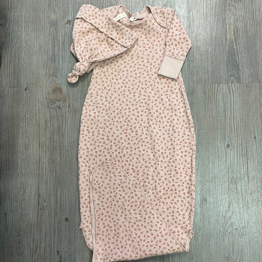 Posy Blush Quincy Mae Knotted Baby Gown + Hat Set, 3-6M