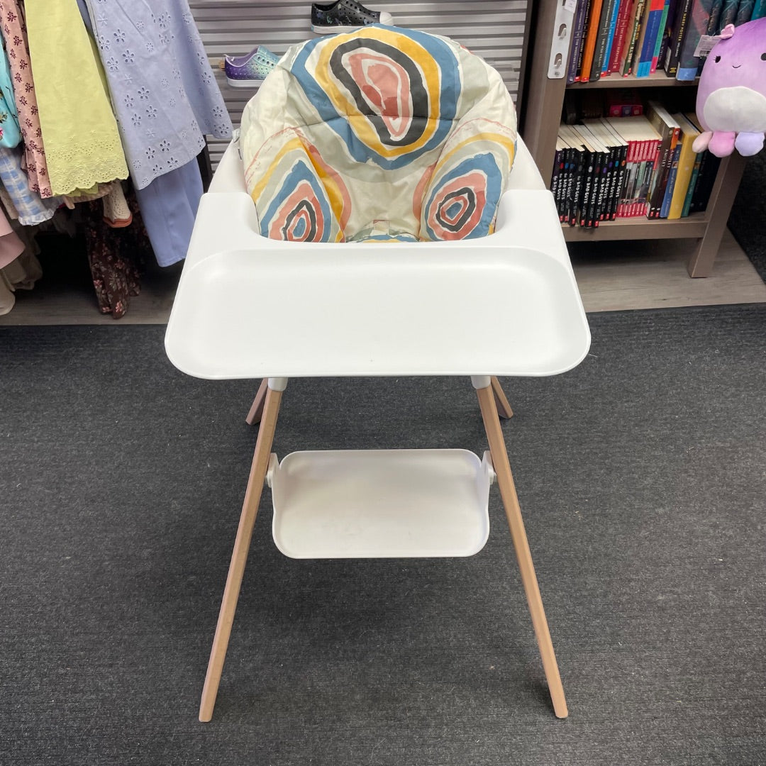 White Stokke Clikk Highchair +Cushion Pad, Pre-owned