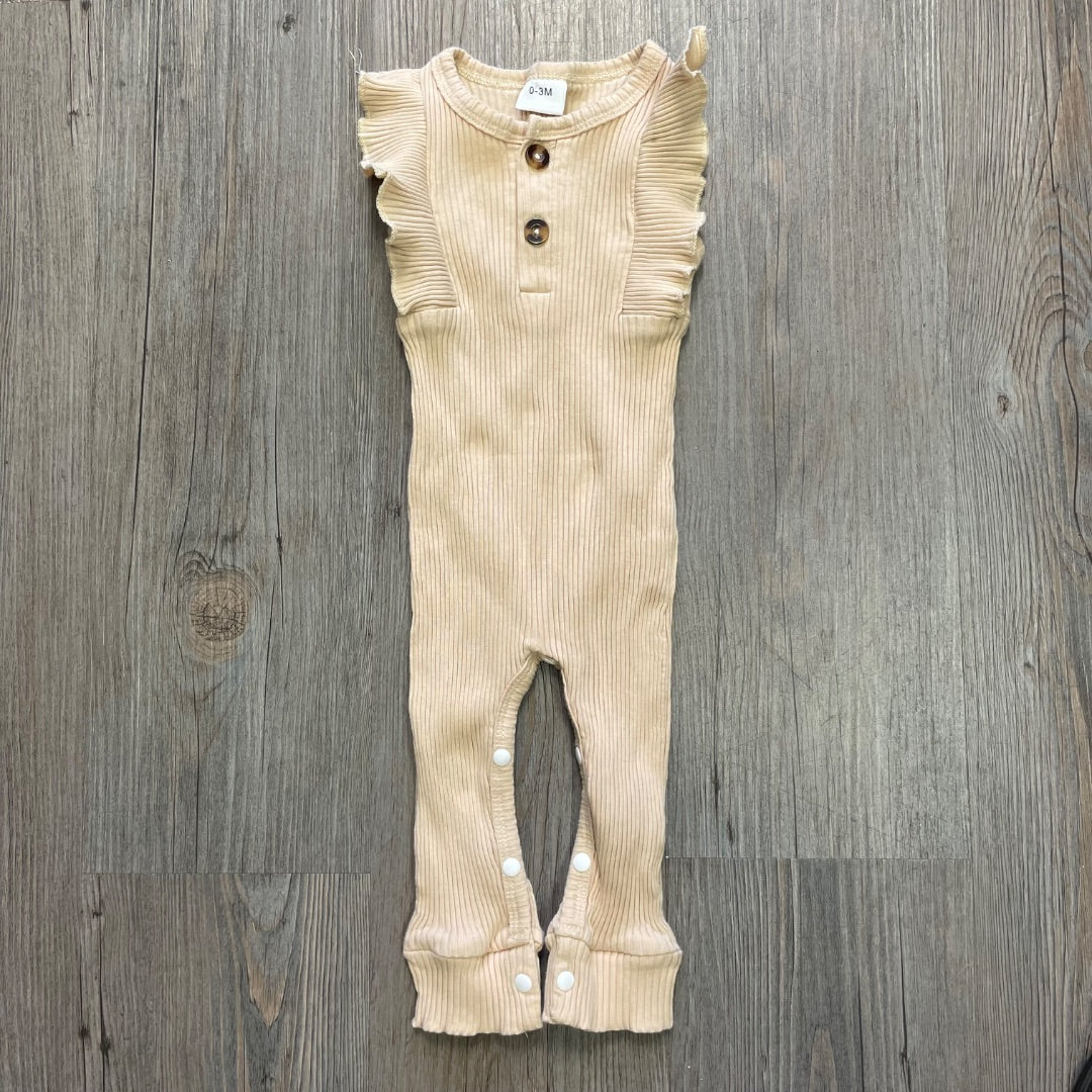 Beige  Romper, 0-3M