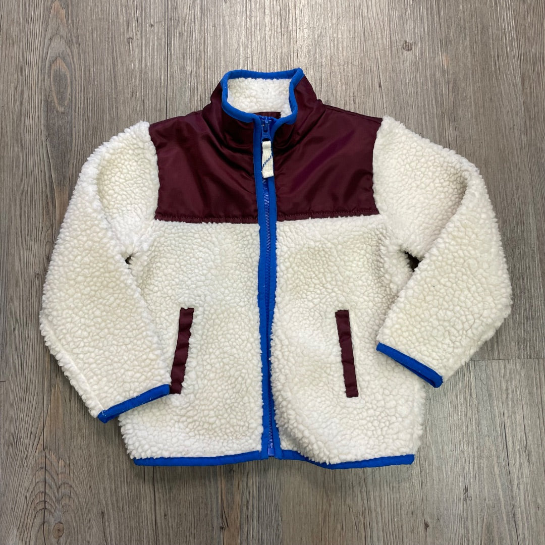 Ivory,Choco, Blue Crewcuts Sherpa Zip Jacket, 3Y