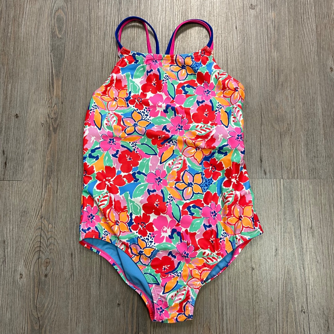 Floral Speedo Bathing Suit Onepiece, 14Y