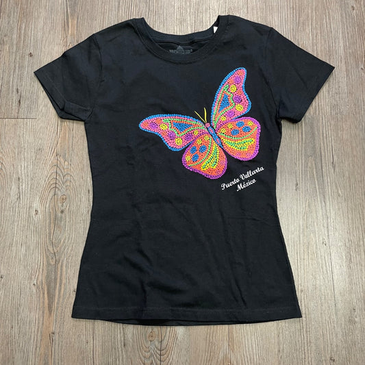 Black Butterfly Print Yacth Club T- Shirt, 12Y