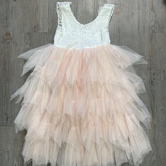White Peach  Sleeveless Dress, 10Y