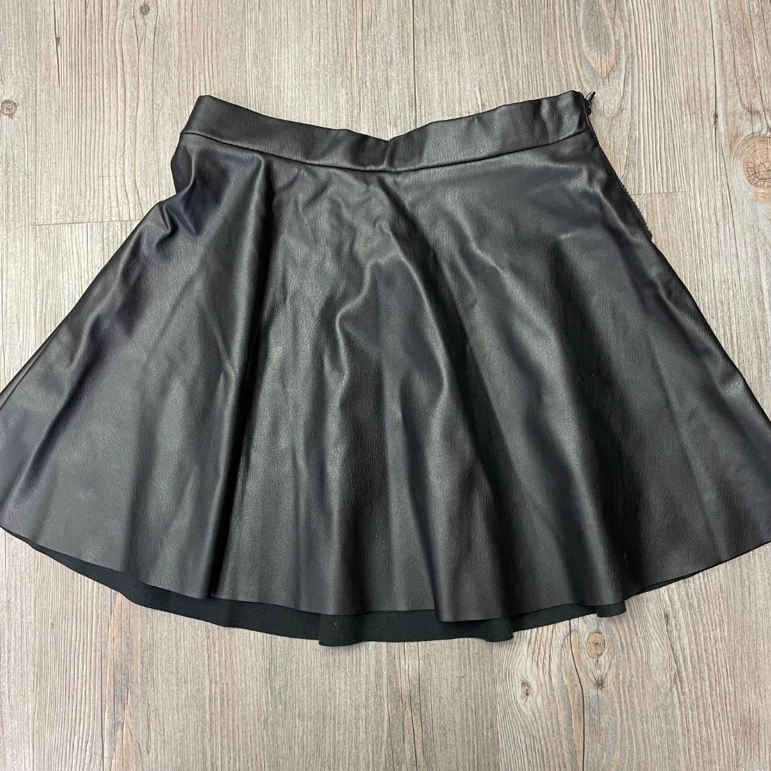 Black H&M Pleather Skirt, 7-8Y