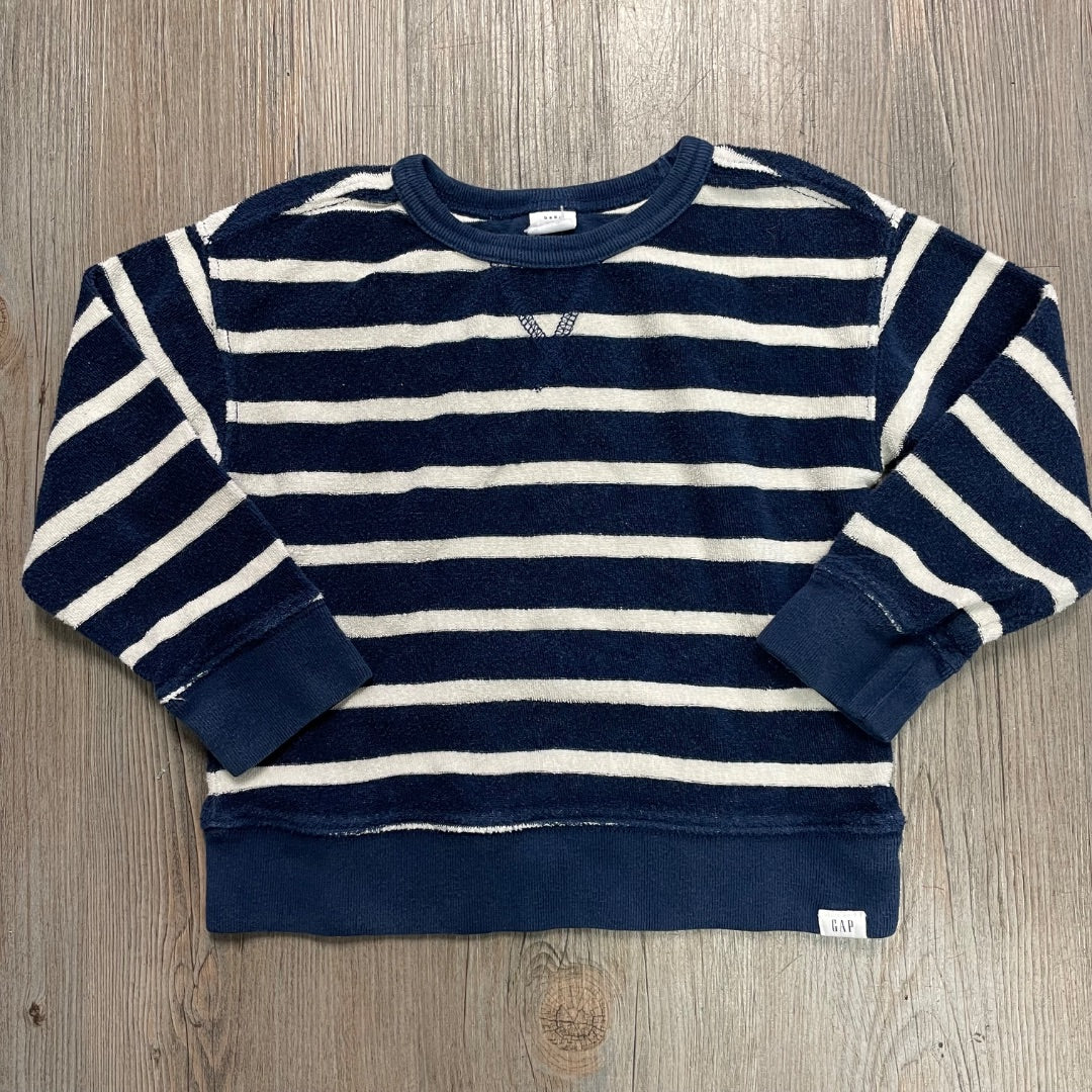 Navy Stripe Gap LS Terry Top, 3Y
