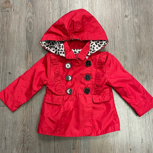 Red Pink Platinum Rain Jacket, 12M