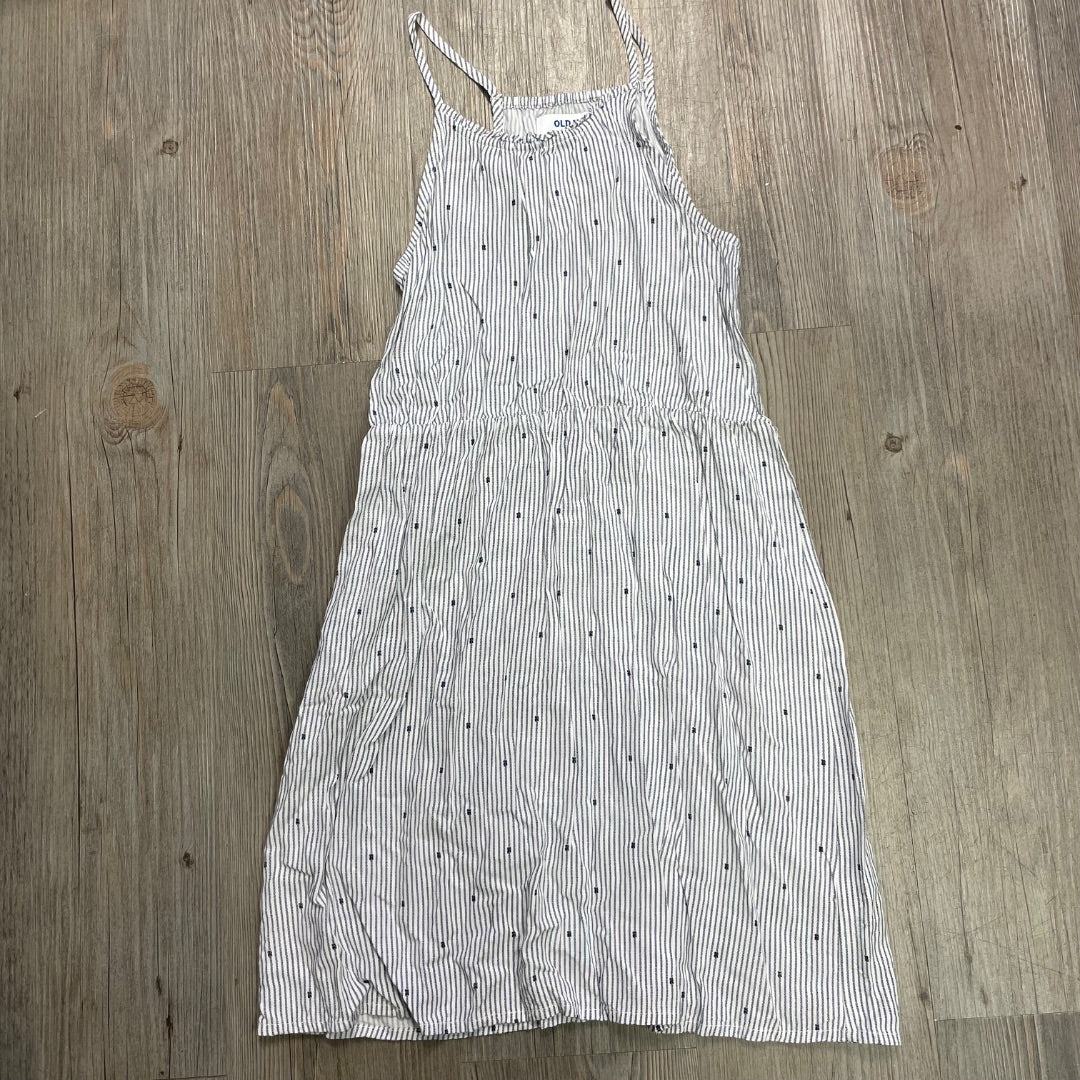 Grey White Old Navy Stripe Dress, 8Y