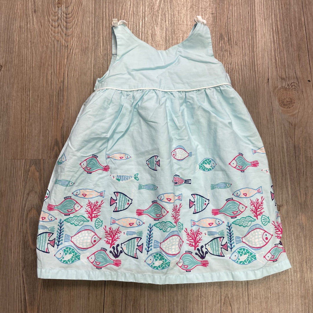 Blue Fish Print Gymboree Sleeveless Dress, 18-24M
