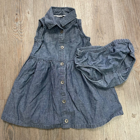 Blue  Chambray Sleeveless Dress, 12M