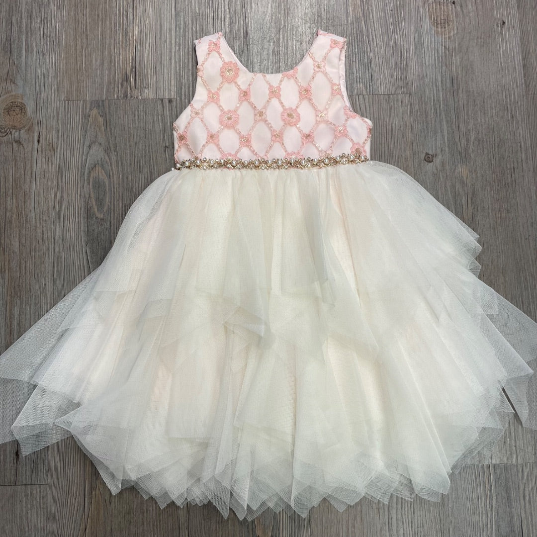 Floral Pink Ivory American Princess Formal Dress, 2Y