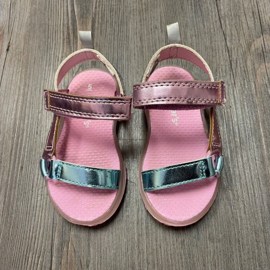 Pink Blue Carters Velcro Lights Up Sandals, 5T