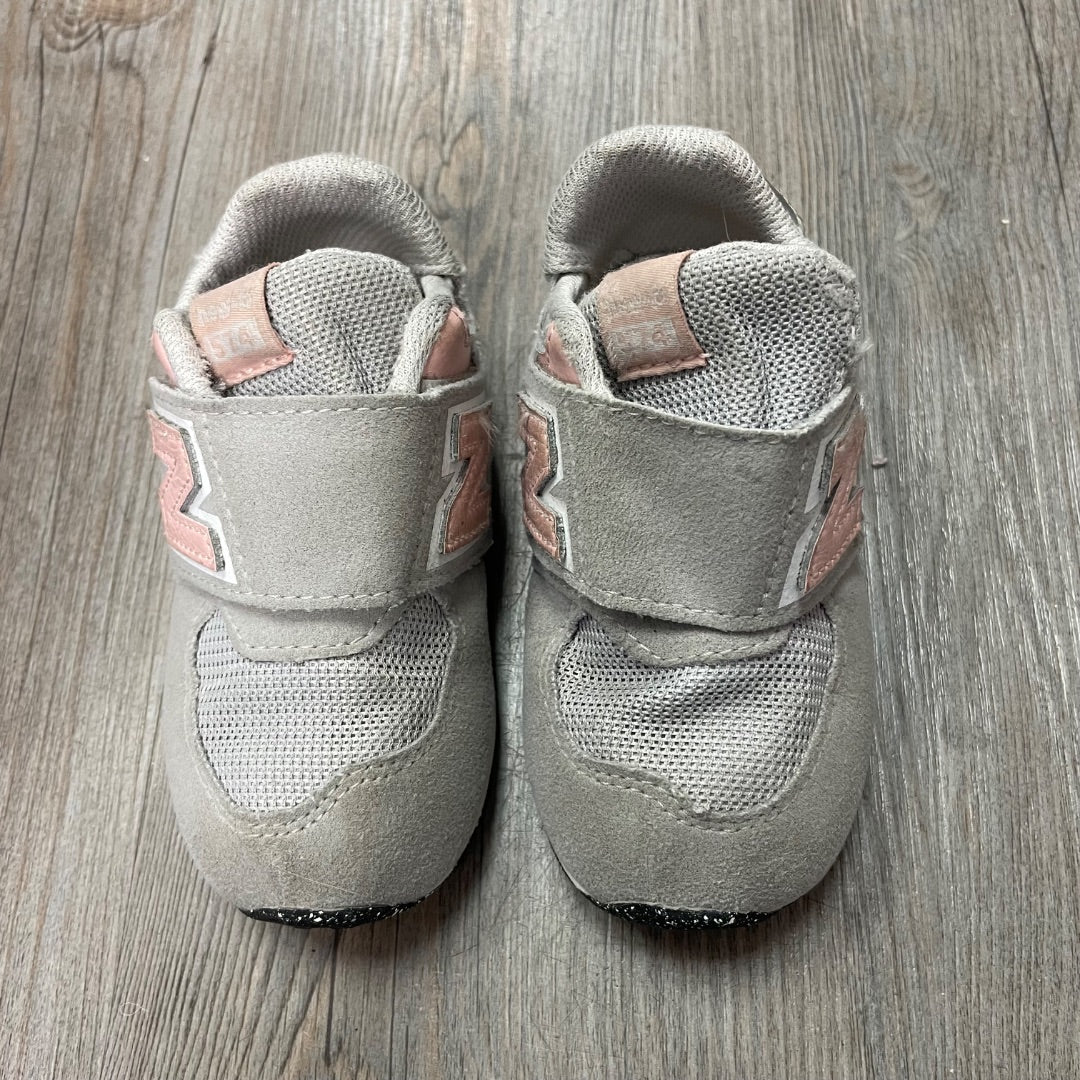 Grey Pink New Balance Velcro Shoes, 6.5T