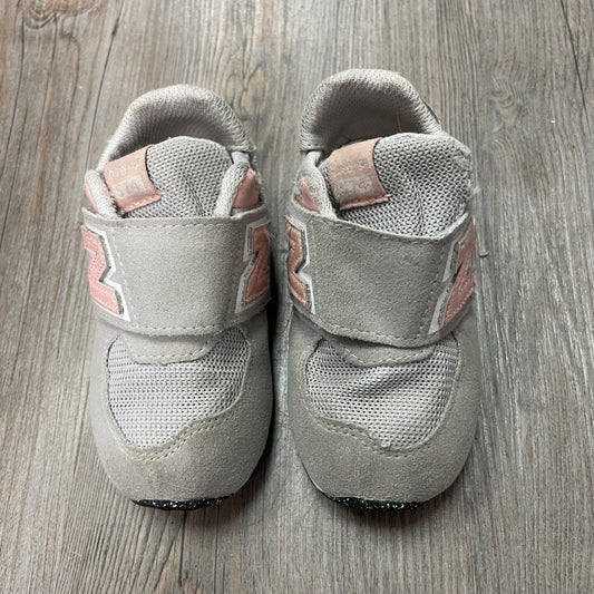 Grey Pink New Balance Velcro Shoes, 6.5T
